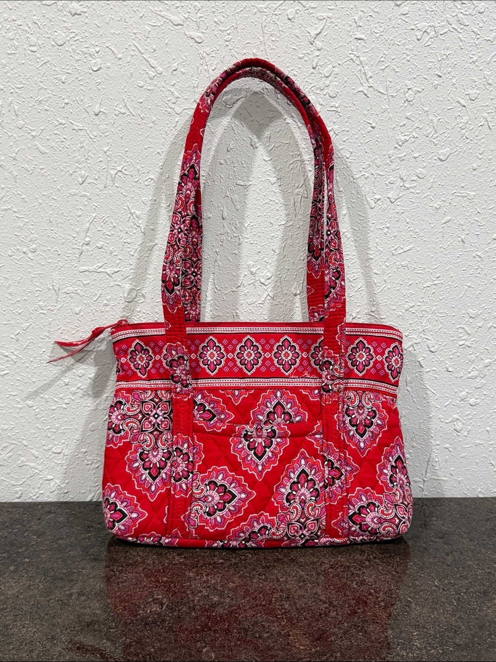 Vera Bradley Shoulder Bag Tote Purse Red Frankly Scarlet Retired Paisley Pattern